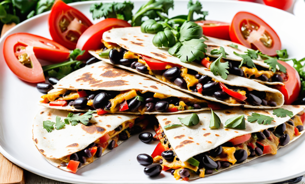 Easy Cheesy Vegan Quesadillas with Black Beans and Veggies