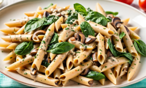 Mushroom and Spinach Penne